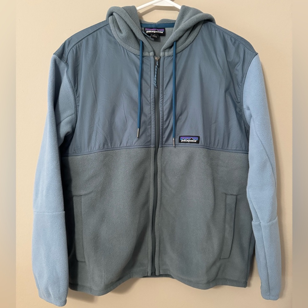 Patagonia Women’s Microdini Fleece Full Zip Jacket W/ Hood Light Blue NWOT Sz L